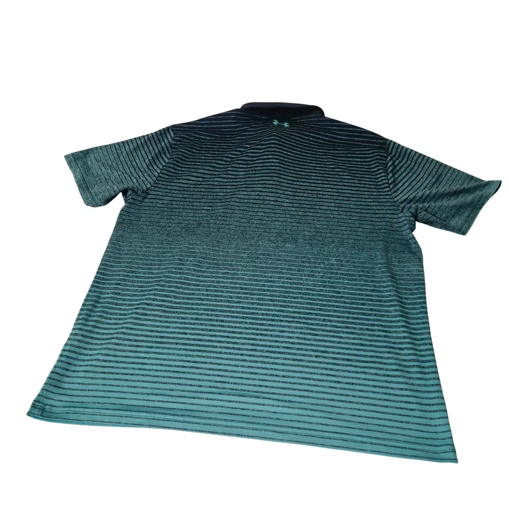 Under Armour Playoff Polo Shirt‎ Mens XL Orange Teal Striped HeatGear Lot 2pc